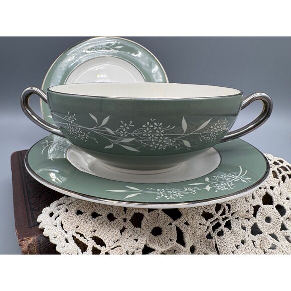 FOUR Syracuse Candlelight Flat Cream Soup Bowl & Saucer Sets - Picture 1 of 5
